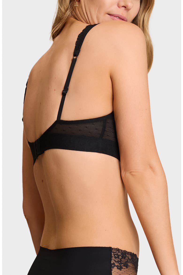 Double Take Lace Plunge Underwire Bra, Alternate, color, BLACK