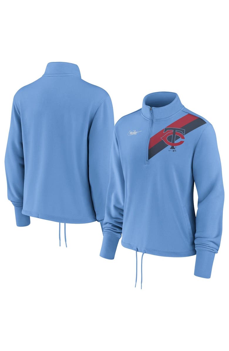 Nike Women's Nike Light Blue Minnesota Twins 1965 Cooperstown Collection Rewind Stripe Performance Half-Zip Pullover, Main, color, Light Blue