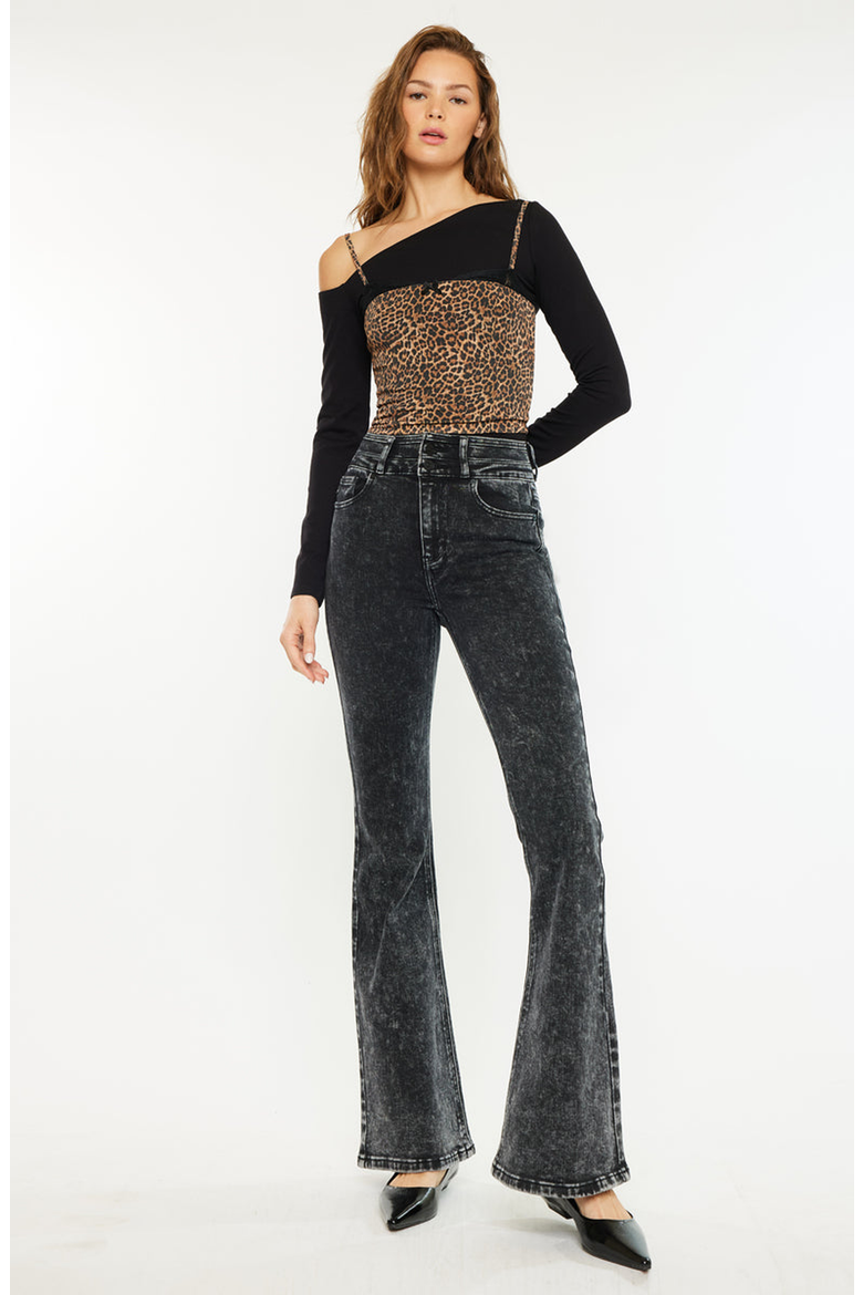 Amirah Ultra High Rise Flare Jeans, Alternate, color, Black