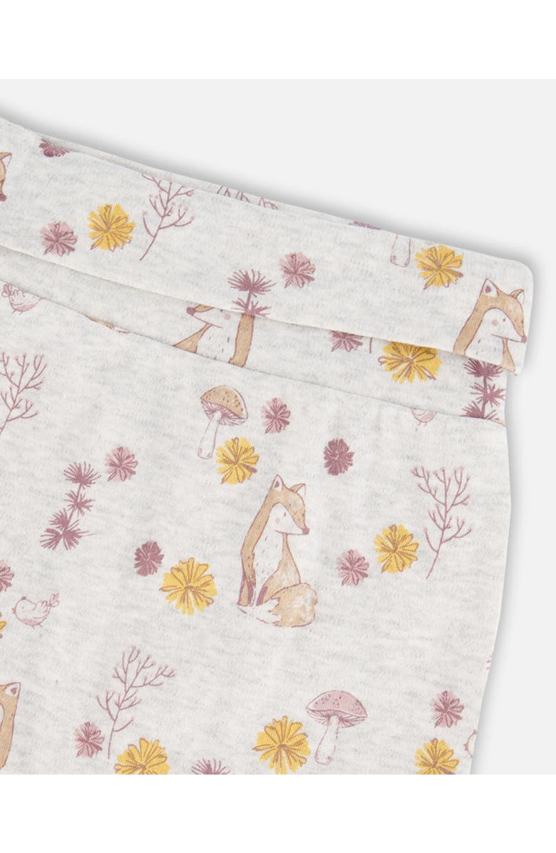 Deux par Deux Baby Girl's Printed Organic Cotton Evolutive Pant Beige Mix With Fox, Alternate, color, 