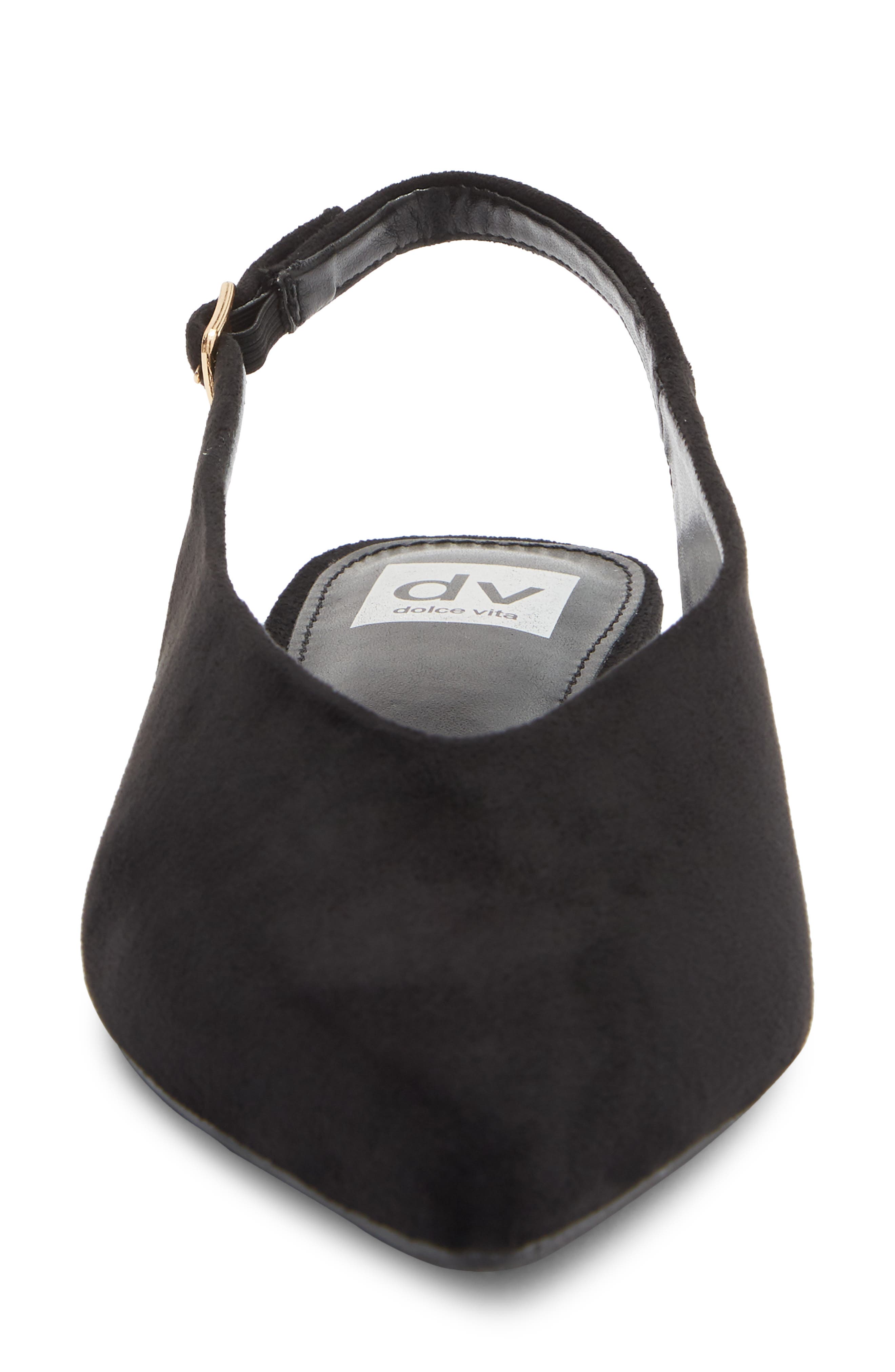Empress Pointed Toe Slingback Flat, Alternate, color, BLACK FAUX SUEDE