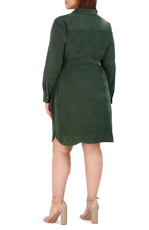 Foxcroft Rocca Long Sleeve Corduroy Shirtdress In Green