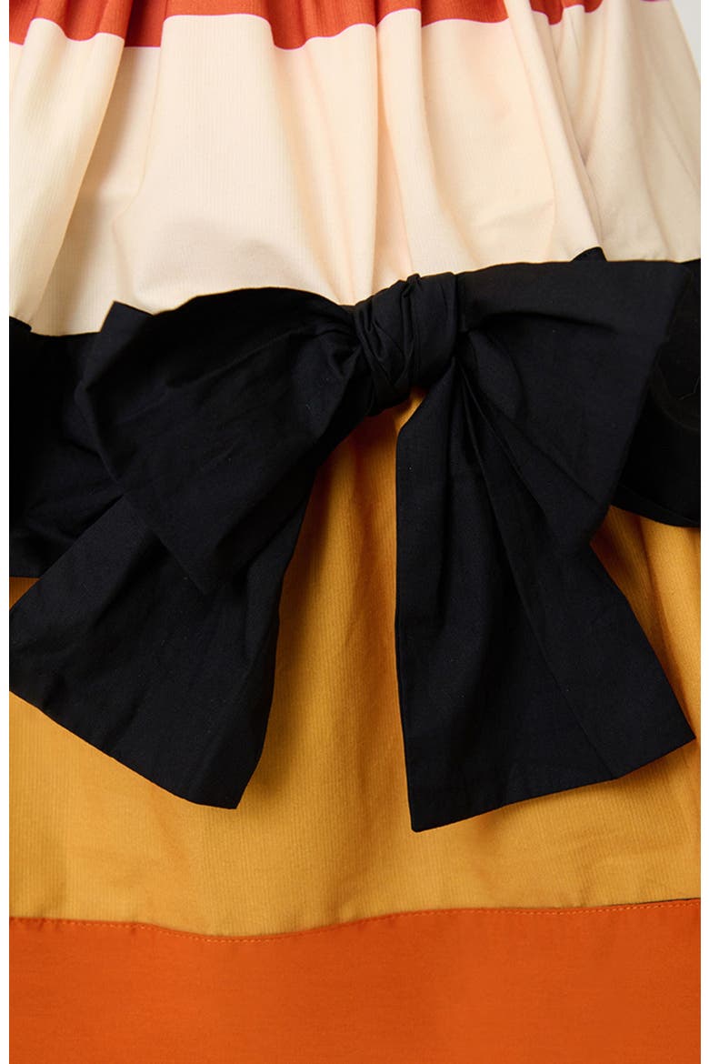 Tiered Cindy Swing Dress, Alternate, color, Black w/ Orange Stripe
