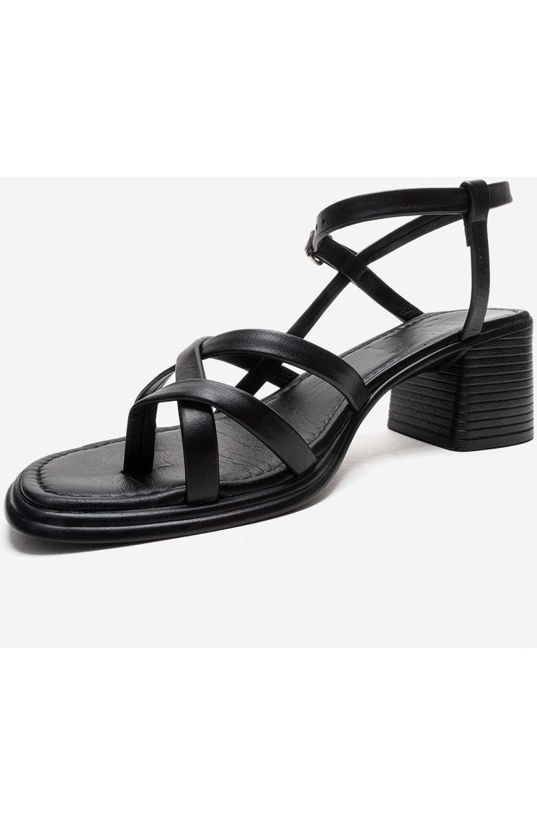 Forever & Always Shoes Lavish Leather Block Heel Sandal, Alternate, color, Black