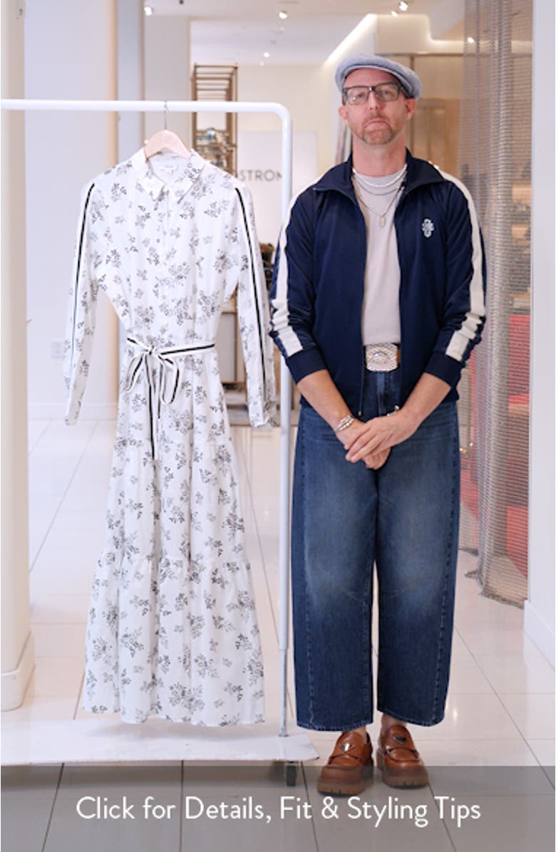 Floral Long Sleeve Cotton Maxi Shirtdress, sales video thumbnail