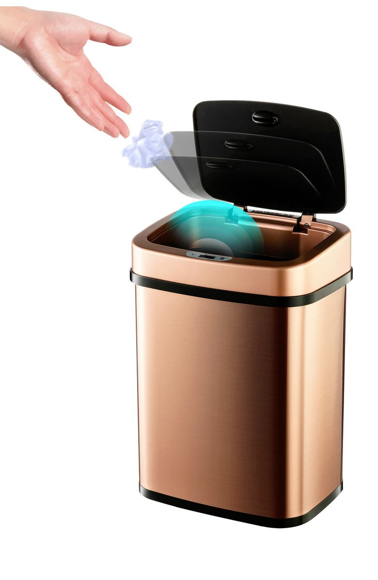 NINESTARS Gold Motion Sensor Trash Can - 3.1 gallons, Main, color, 