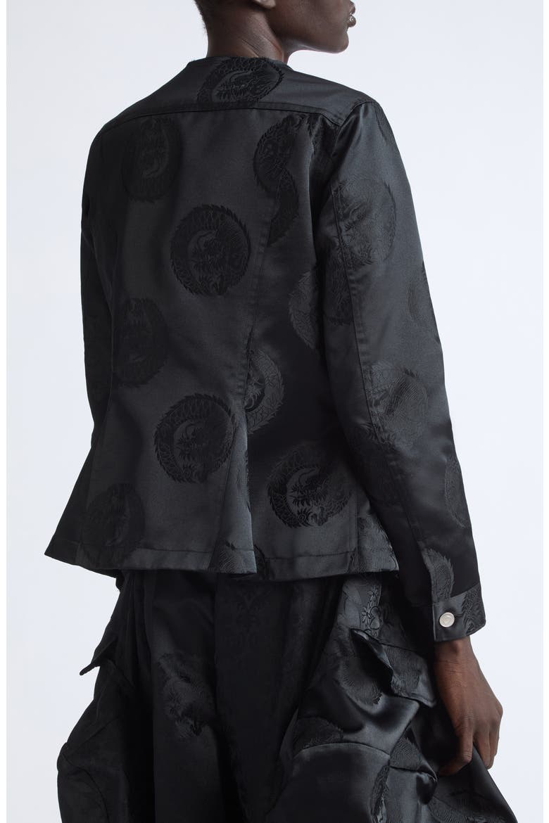 Dragon Jacquard Peplum Jacket, Alternate, color, BLACK