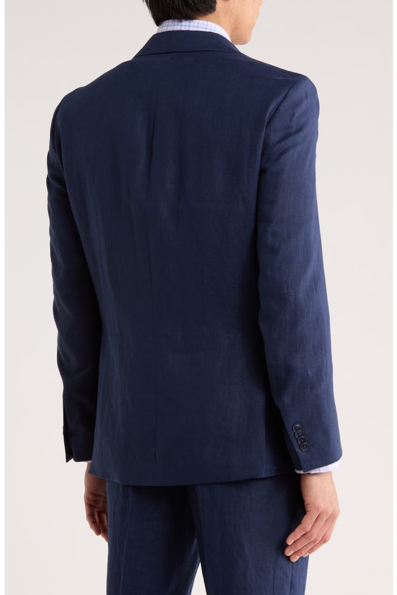 Two Button Notch Lapel Woven Linen Sport Coat, Alternate, color, NAVY PLAIN