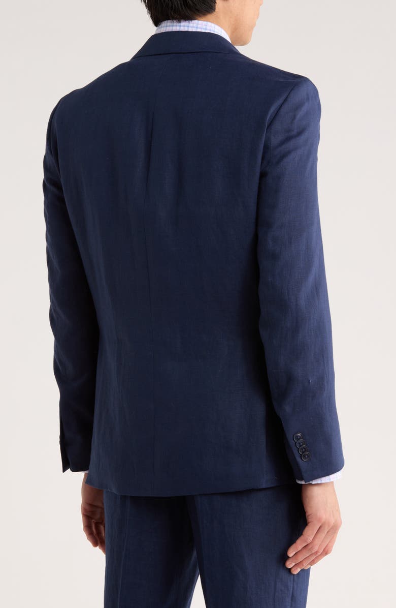 Tommy Hilfiger Two Button Notch Lapel Woven Linen Sport Coat, Alternate, color, Navy Plain