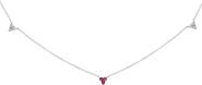 Haus of Brilliance 14K White Gold 1/5 Cttw Diamond and Ruby Tri Station Necklace