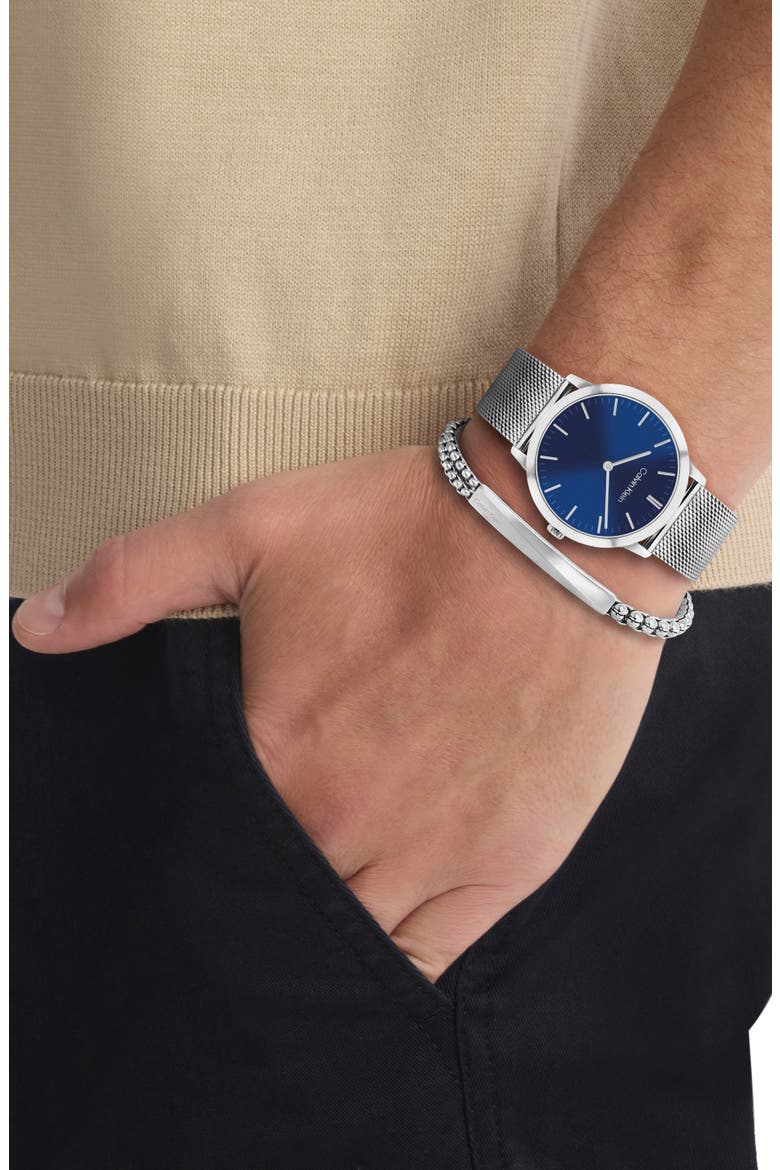 Exceptional Mesh Strap Watch & Bracelet Gift Set, Alternate, color, BLUE
