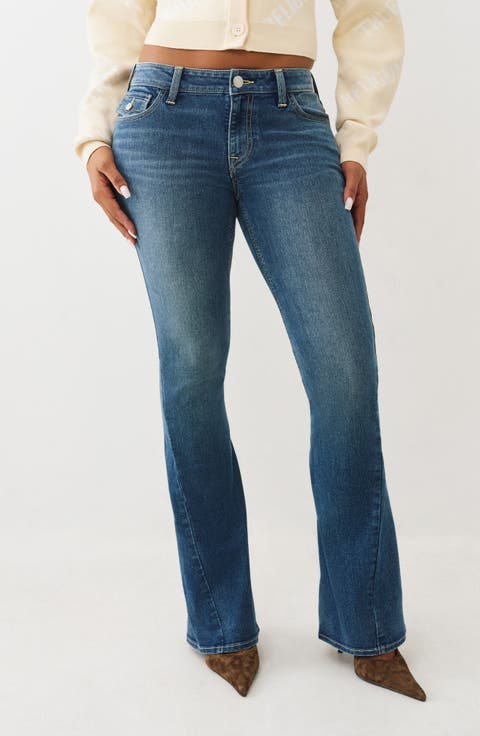Joey Low Rise Flare Jeans (Medium Mistletoe Wash)