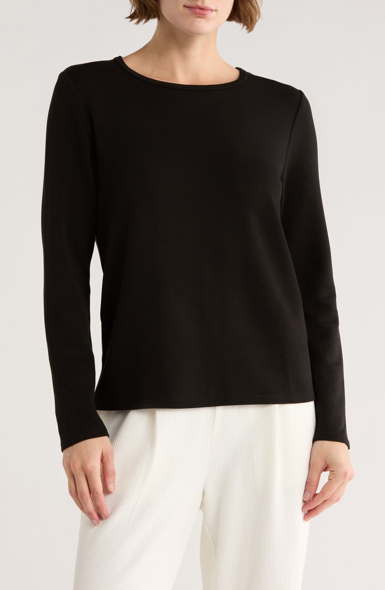 NYDJ Sand Washed Long Sleeve Scuba T-Shirt, Main, color, Black