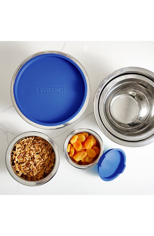 Viking 10-piece Stainless Steel Mixing Bowl Set With Lids In Blue