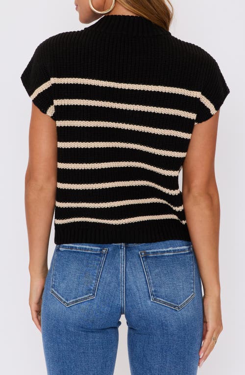 Vici Collection Quinn Stripe Mock Neck Cotton Blend Sweater In Black