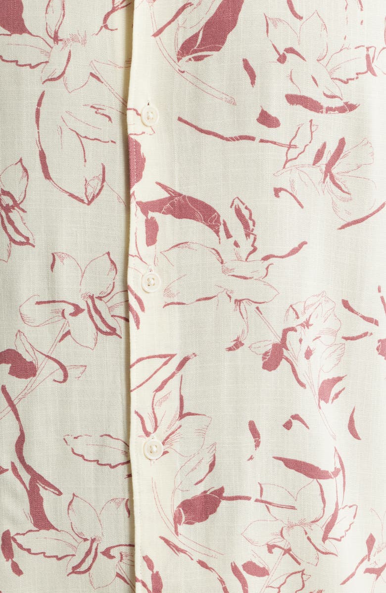 Open Edit Floral Short Sleeve Button-Up Shirt, Alternate, color, Ivory- Pink Tossed Petal