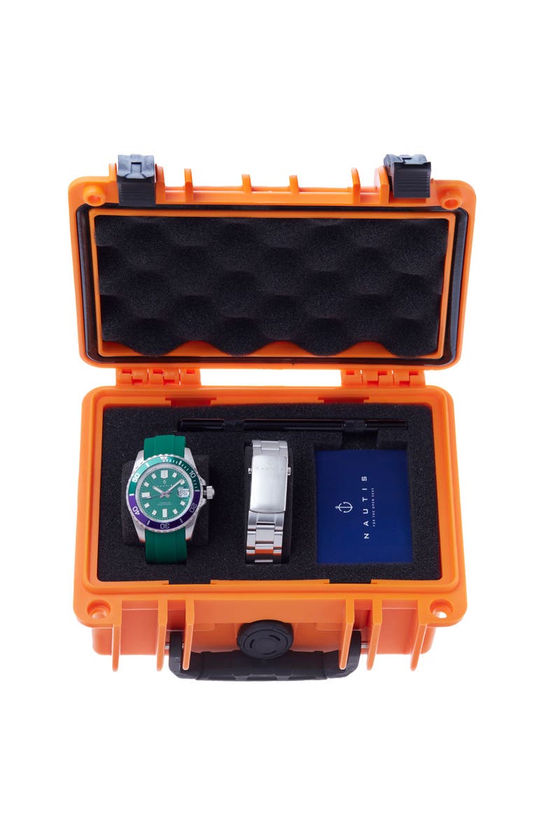 Nautis Interceptor Box Set with Interchangable Bands and Date Display, Alternate, color, Green