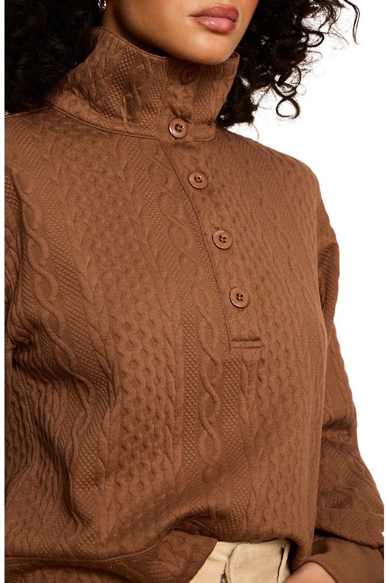Halley Cable Popover Top, Alternate, color, COCOA POWDER BROWN