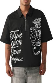 True Religion Tiger Half Zip Shirt