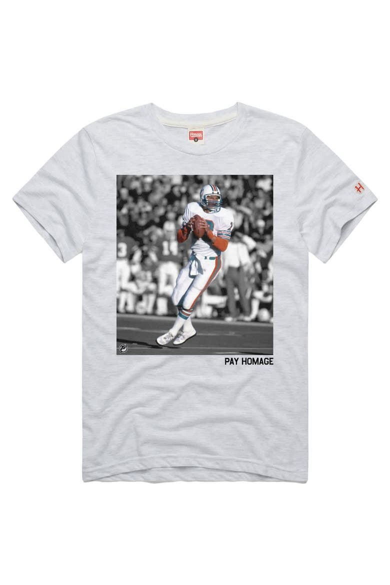 Unisex Homage Dan Marino Ash Miami Dolphins Pay Homage Tri-Blend T-Shirt, Alternate, color, Ash