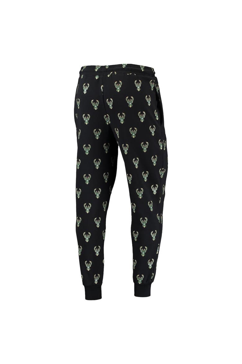 Black Milwaukee Bucks Allover Logo Jogger Pants, Alternate, color, Black