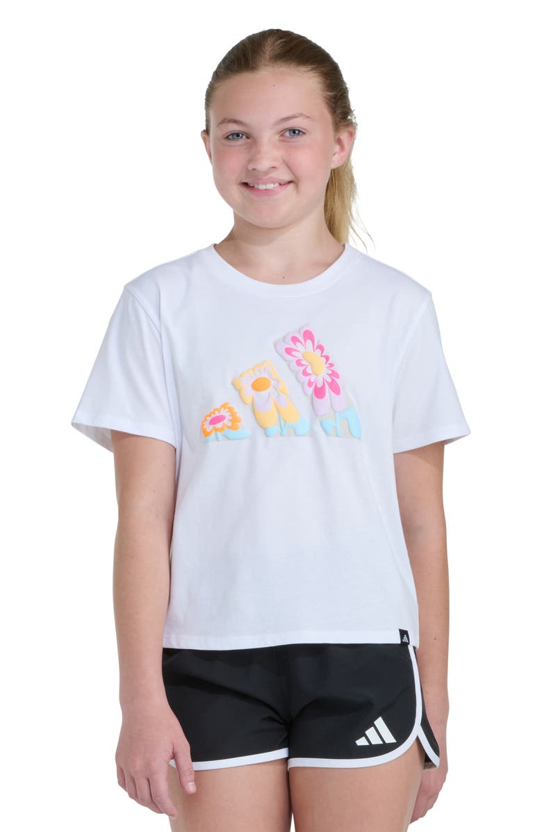 adidas Kids' Badge of Sport Logo Graphic T-Shirt, Alternate, color, White W/ Multi