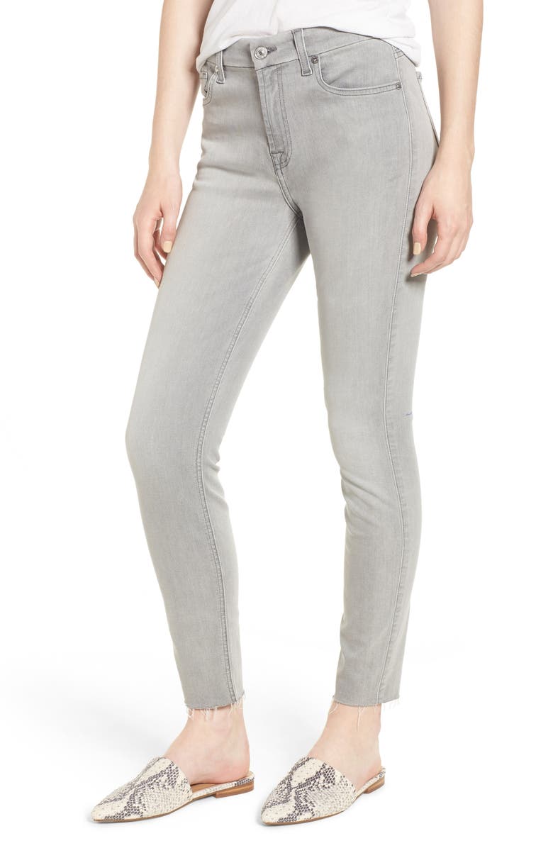 7 For All Mankind <sup>®</sup> b(air) High Waist Raw Hem Ankle Skinny Jeans, Main, color,