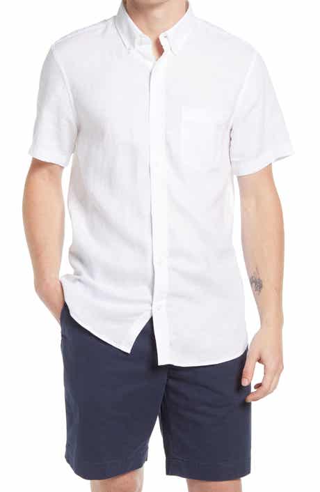 Nordstrom Trim Fit Short Sleeve Linen Button-Down Shirt
