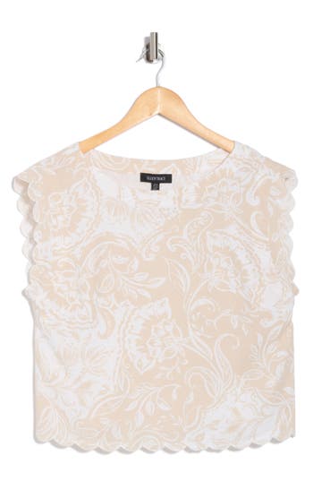 Ellen Tracy Scalloped Crop Tank