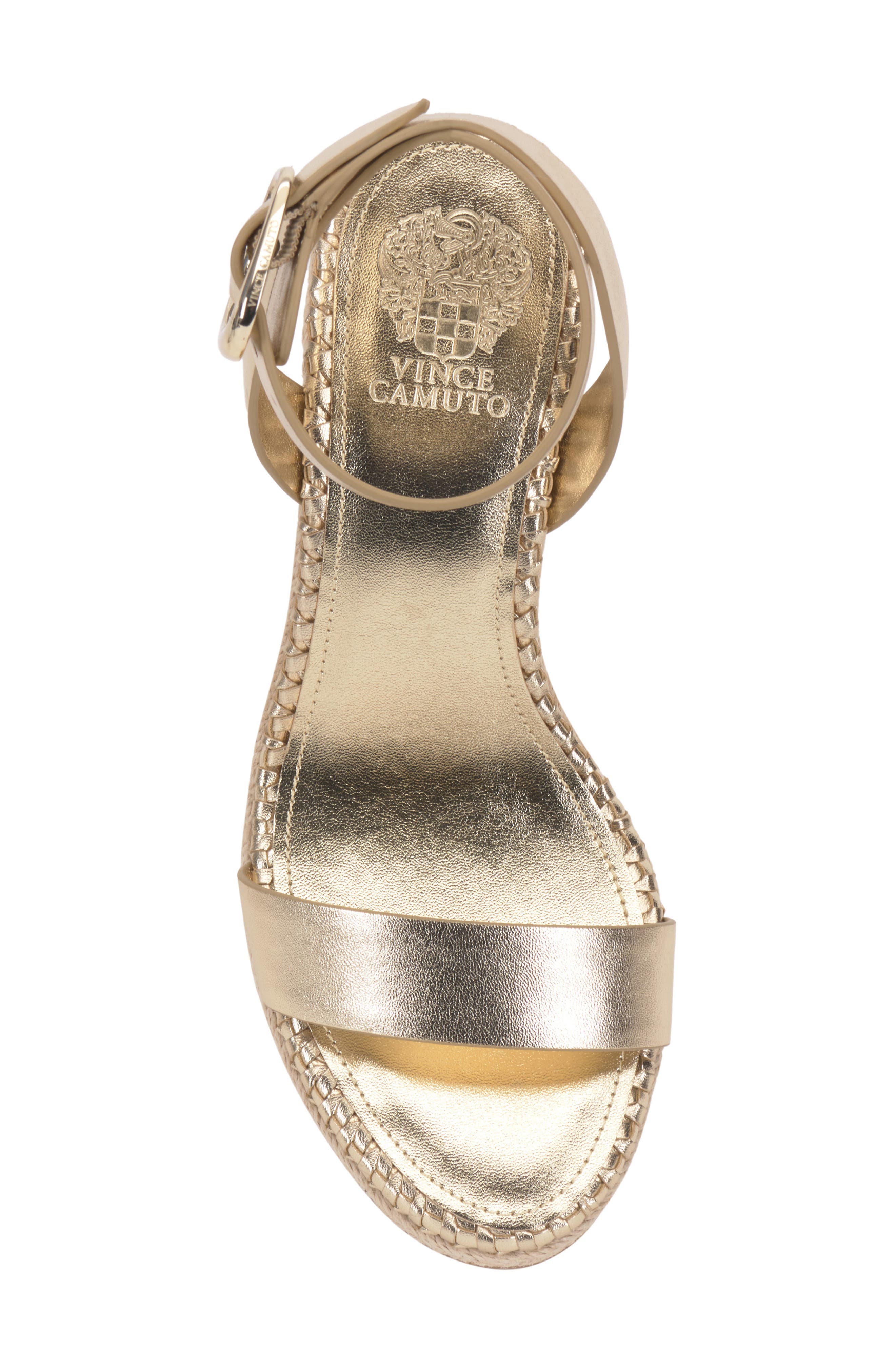 Fainel Espadrille Ankle Strap Platform Wedge Sandal, Alternate, color, EGYPTIAN GOL