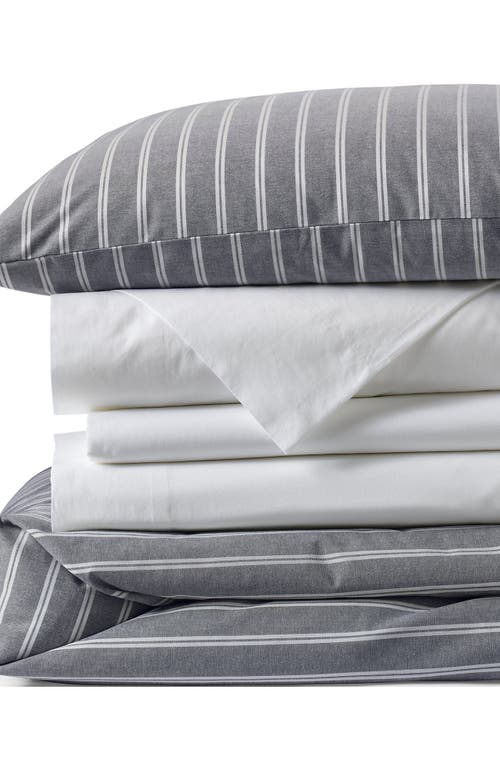 Lands' End Oxford Yarn Dyed Cotton Reversible Duvet Cover In Gray