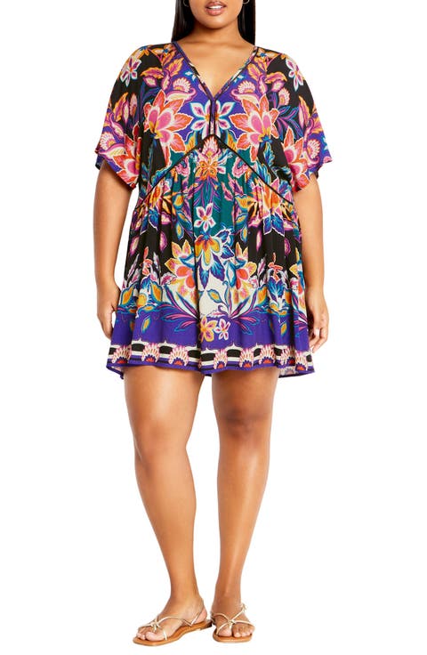 Island Breeze Short Caftan Swim Cover-Up (Plus)