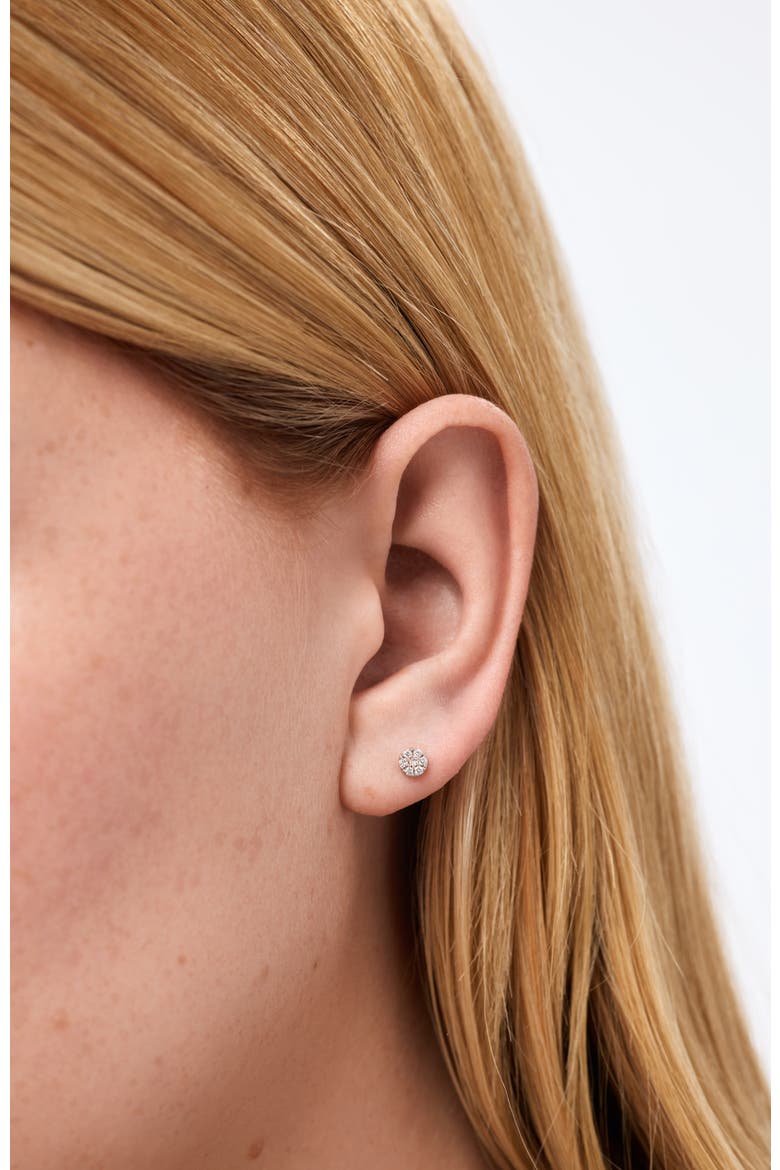 Solid Yellow Gold - Diamond Circle Flatback Studs, Alternate, color, Gold