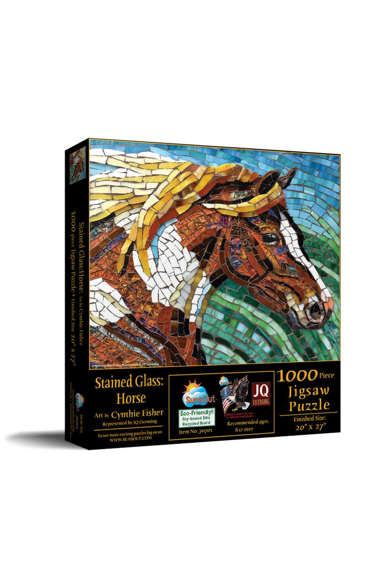 Stained Glass Horse 1000 piece Jigsaw Puzzle for Adults, Main, color, Multicolor