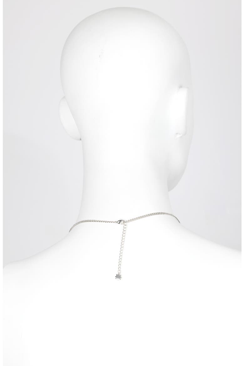 Imitation Pearl Pavé Cross Necklace, Alternate, color, SILVER