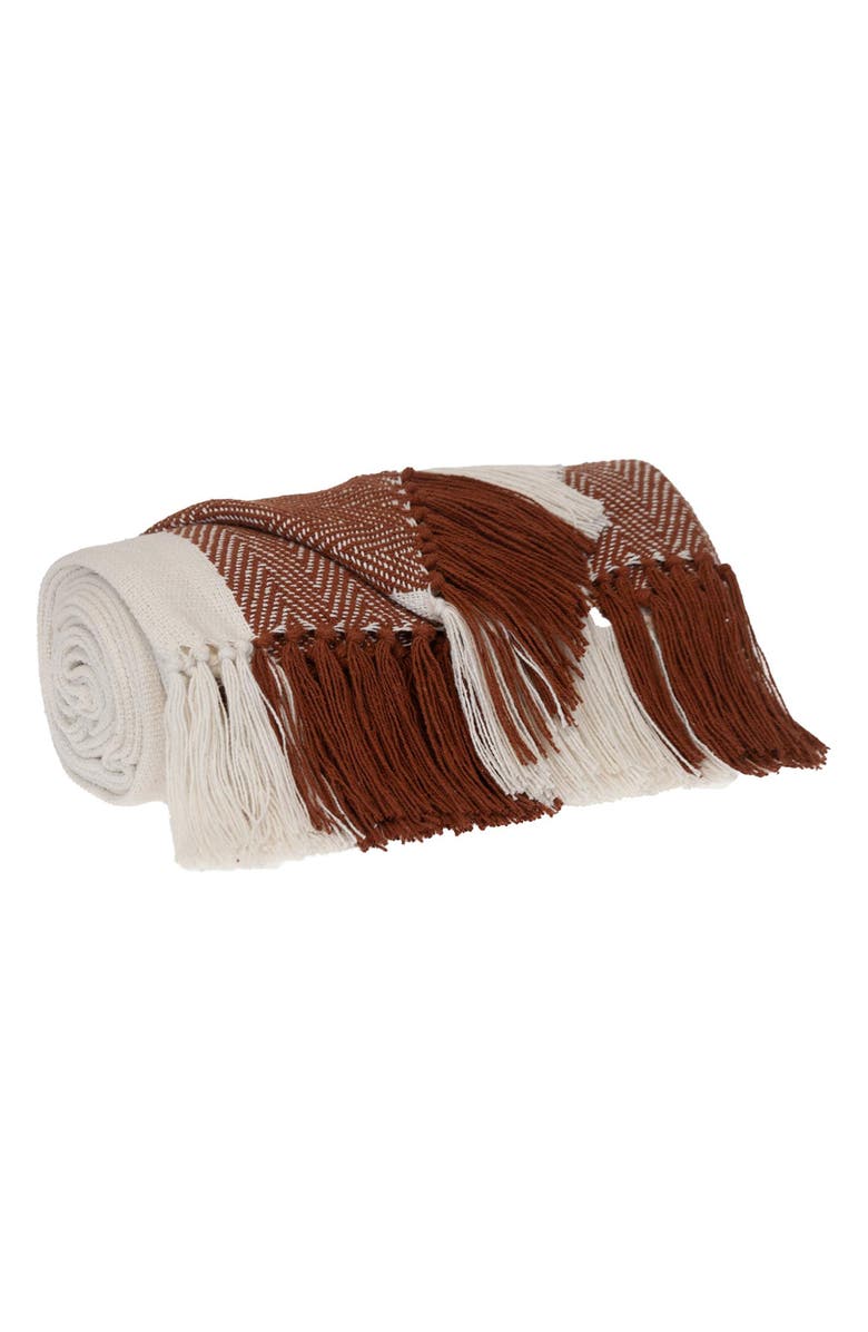 PARKLAND COLLECTION Archee Fringe Throw Blanket, Alternate, color, Rust