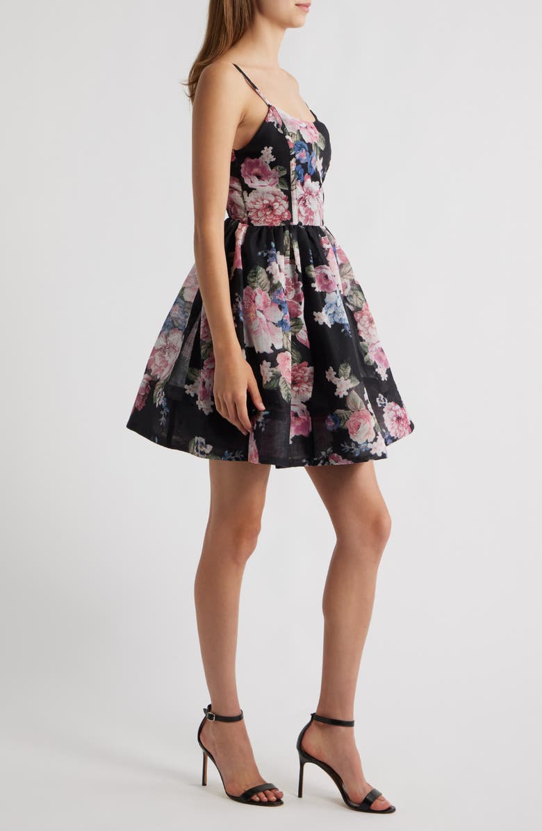 Lipsy Floral Minidress, Alternate, color, Black
