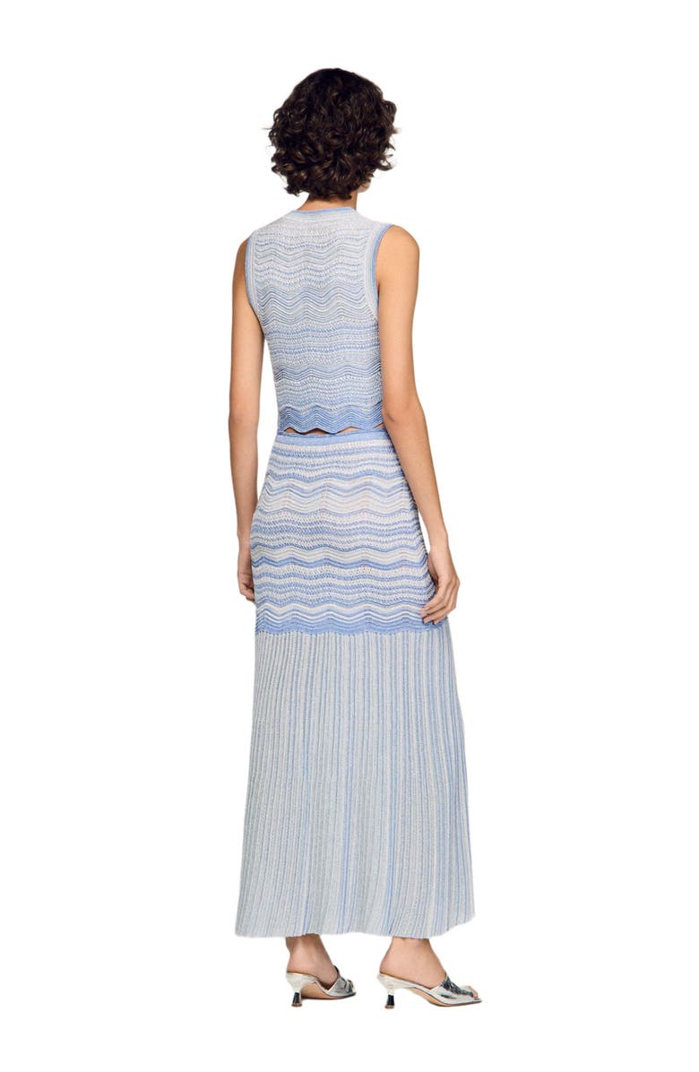 SANDRO Long fancy knit skirt, Alternate, color, Sky Blue