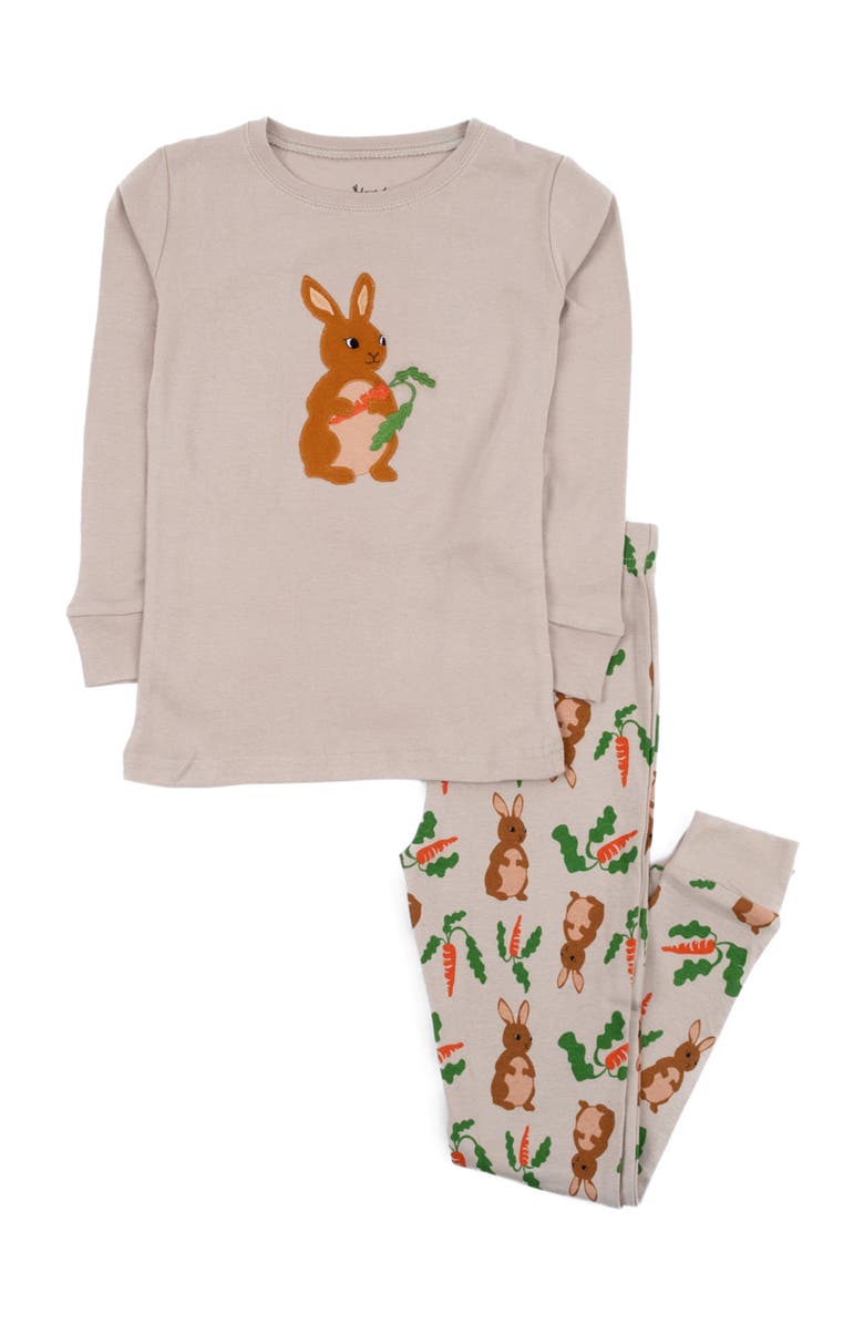 Leveret Kids Two-Piece Cotton Easter Matching Family Pajamas, Bunny Prints, Main, color, Rabbit