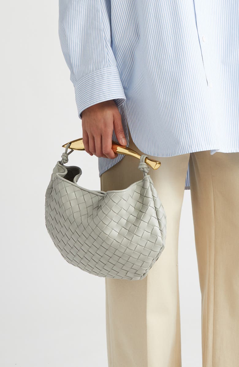 Bottega Veneta Sardine Intrecciato Leather Top Handle Bag, Alternate, color, 1557 Agate Grey-Muse Br