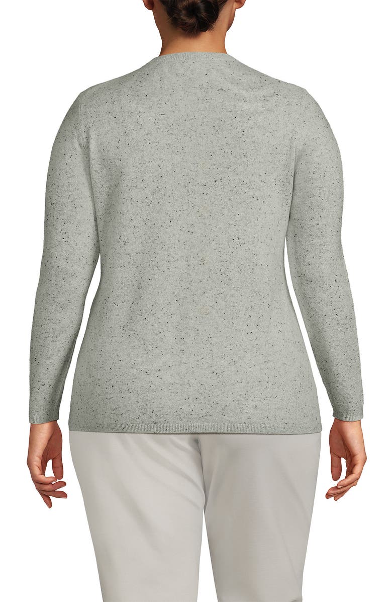 Lands' End Cashmere Cardigan Sweater, Alternate, color, Gray/Black Donegal