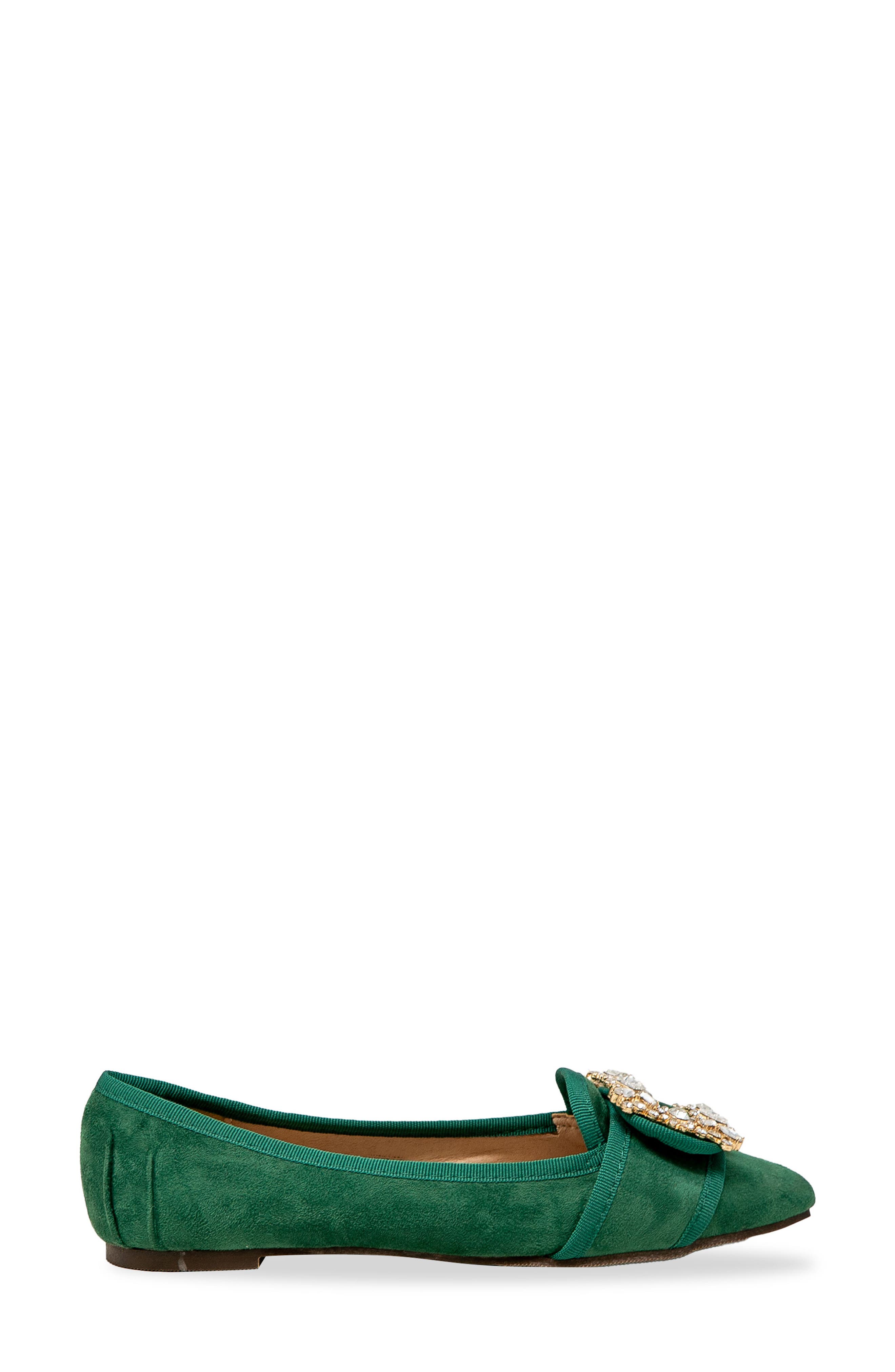 CHASE AND CHLOE Embellished Pointed Toe Flat, Alternate, color, Emerald