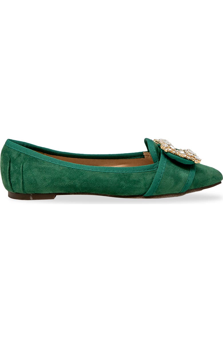 CHASE AND CHLOE Embellished Pointed Toe Flat, Alternate, color, Emerald