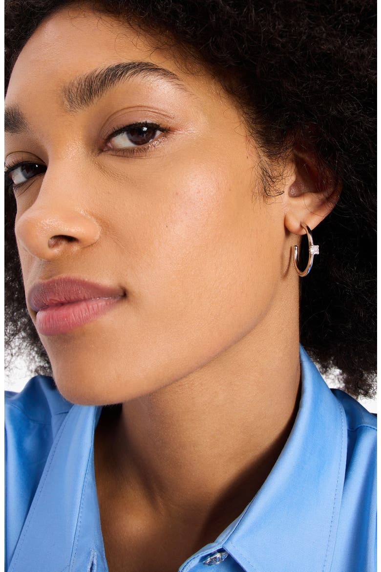 little luxuries hoop earrings, Alternate, color, CLEAR/ SILVER