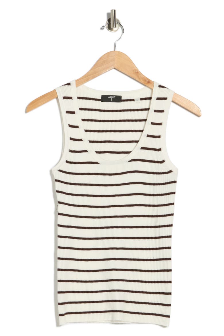 Stripe Scoop Neck Tank, Alternate, color, WHITE STAR/ CHOCOLATE