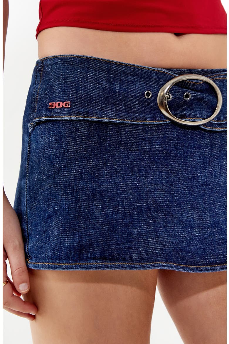 Missy Belted Low Rise Denim Miniskort, Alternate, color, RINSE DENIM