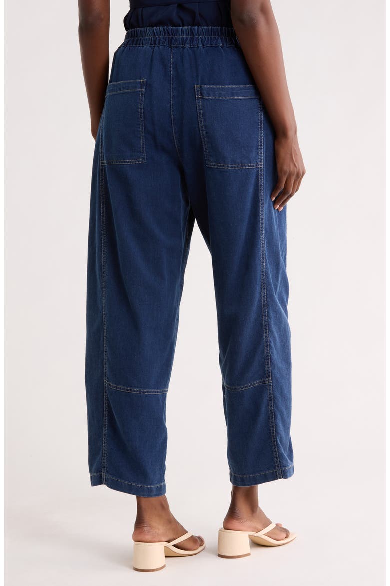 Pique Barrel Leg Ankle Pants, Alternate, color, DARK WASH