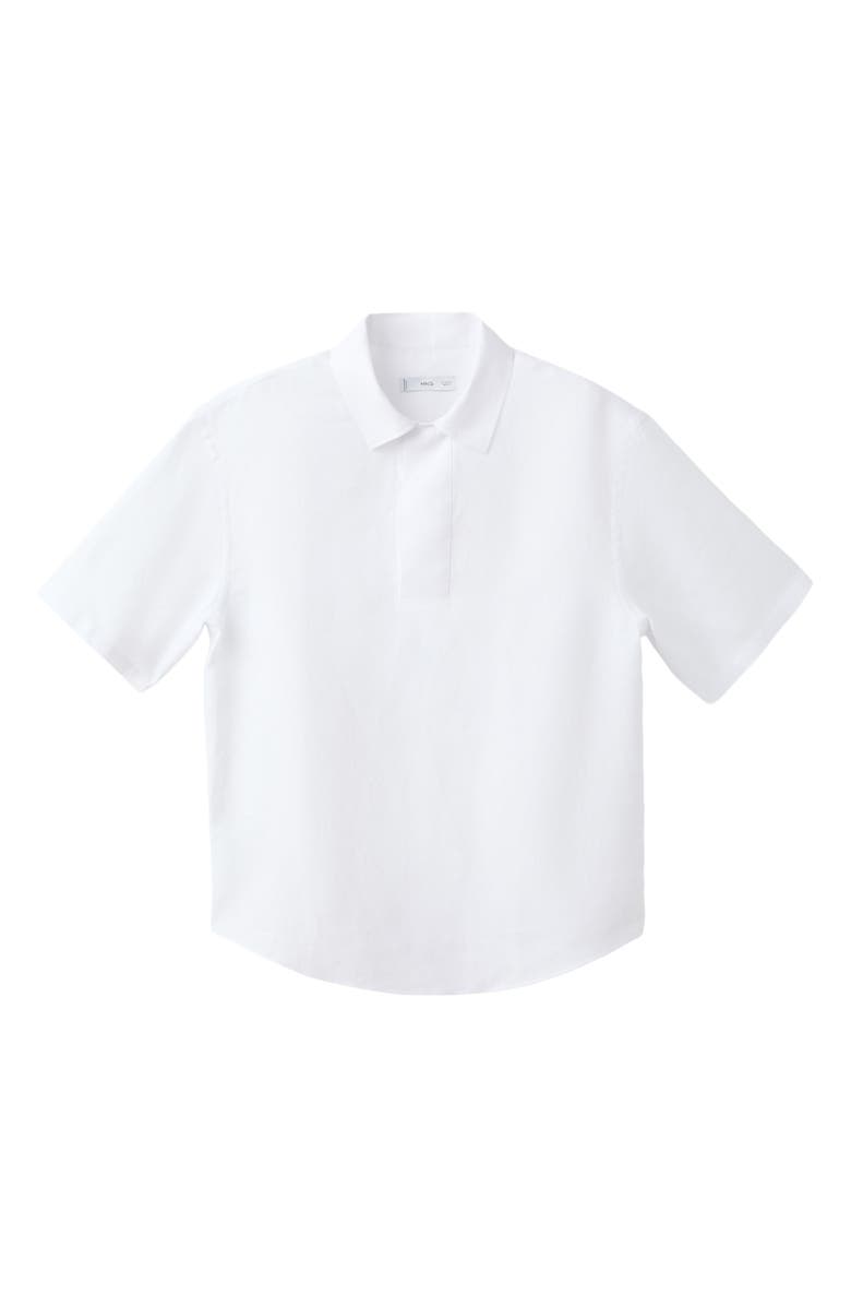 MANGO Solid Slub Linen Polo, Alternate, color, White