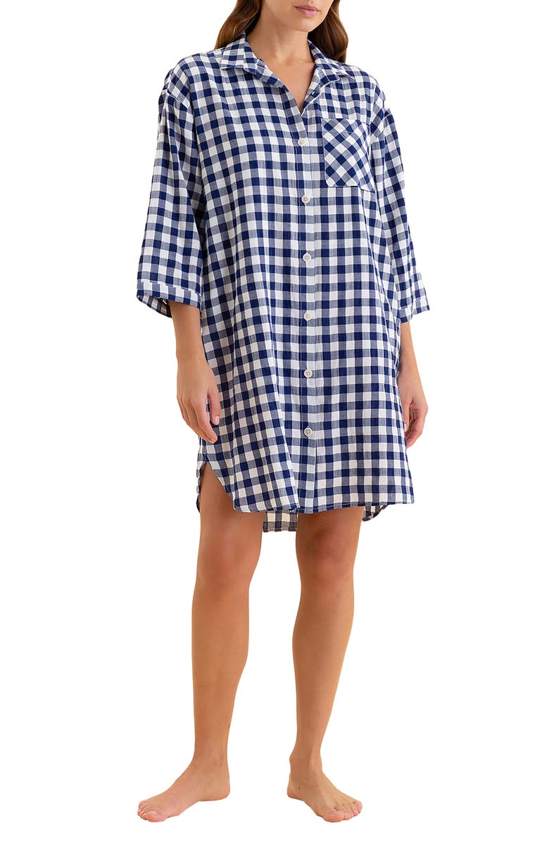 Papinelle Gingham Seersucker Nightshirt, Main, color, 