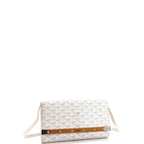 Pre-owned Goyard Goyard Monte Carlo Clutch With Strap Coated Canvas Pm In White